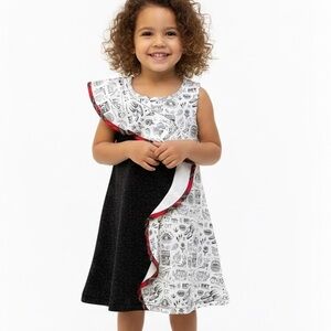 Disney Black and White Kids Dress with Red Trim